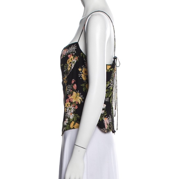 NEW REFORMATION Liza Shoulder Tie Top in Sicilia Lemon Floral Print ($128) Sz 12 - Picture 10 of 11